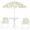 Qaba Kids Picnic Table and Chair Set, Outdoor Activity Table with Foldable Chairs, Removable Umbrella for Backyard, White