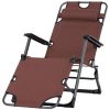 Outsunny Lounging Relaxation: Folding Lounger with Metal Frame, Adjustable Footrest & Head Pillow