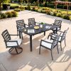 Modern Classic 7PC Outdoor Patio Dining Set,a Rectangular Table,Six Chairs (4 Stationary, 2 Swivel Rockers),Cast Aluminum,Rust-Free