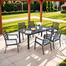 Modern Classic 7-Piece Outdoor Patio Dining Set,a Rectangular Table and Six Stationary Dining Chairs,Cast Aluminum,Rust-Free
