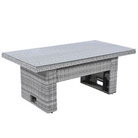 Outdoor Furniture Set Patio Rattan Furniture Set with an Adjustable Table, Recliners with Extendable Side Tables, and Two Ottomans For Patio, Lawn