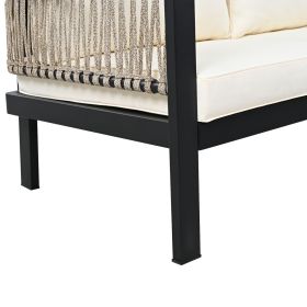 4 Pieces Outdoor Sectional Sofa Set 5-person Patio Seating Group with Cushions and a Coffee Table for Patios, Gardens, or Balcony, Beige