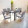 7-Piece Outdoor Patio Aluminum Furniture Set, Modern Dining Set with 6 Dining Chairs Sunbrella Fabric Cushioned, Nature-Inspired Branch-Like Backrest