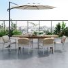 Outdoor Dining Set,Dining Chair Set of 6(Gray)+Acacia Wood Expandable Dining Table