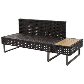 K&K 6-Pers Diamond Weave Patio Sectional Furniture Set with Extendable Coffee Table with Ice Bucket, Collapsible Seat