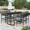U_Style Iron Outdoor Dining Set with Acacia Wood Armrest Suitable For Patio, Balcony Or Backyard(old sku :WY000326AAE)
