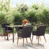 5 Piece Patio Dining Set with Cushions Black