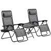 Outsunny Zero Gravity Chair Set with Side Table, Folding Reclining Chair with Cupholders & Pillows, Adjustable Lounge Chair for Pool, Backyard, Lawn