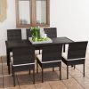 7 Piece Patio Dining Set Poly Rattan Black