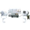 7-Piece Patio Aluminum Sofa Set with Rectangular Firepit Table & Side Table