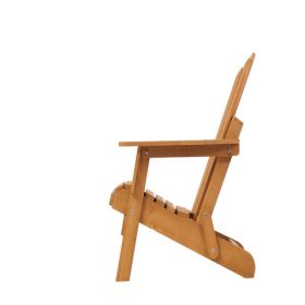Outdoor Wooden Folding Adirondack Chair with Retractable Ottoman, Pre-Assembled BackRest & SeatBoard