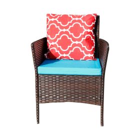 Four-Piece Sofa Set Table With Sofa Chair PE Rattan Outdoor Furniture HY4-001 Box *1 With Sapphire Blue Color Cushion