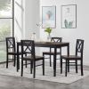 Eco-Friendly Solid Wood Dining Set - Sustainable Home & Restaurant Furniture with Black Metal Accents, Dark Brown