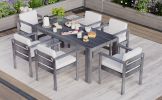 TREXM 7-Piece Patio Dining Table Set for 6, Outdoor furniture sets with 70.8" Rectangle Table