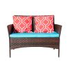 Four-Piece Sofa Set Table With Sofa Chair PE Rattan Outdoor Furniture HY4-001 Box *1 With Sapphire Blue Color Cushion