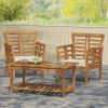 3 Pieces Outdoor  Modern Acacia wood Patio Chair with Table