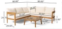 BROOKLYN SOFA SET-TEAK+BEIGE