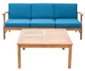 PERLA 3 SEATER SOFA AND TABLE SET, BLUE