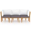 3 Piece Patio Lounge Set with Cushions Solid Acacia Wood