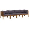 4-Seater Patio Sofa with Cushion Solid Acacia Wood
