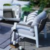 7-Piece Patio Aluminum Sofa Set with Rectangular Firepit Table & Side Table