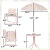 Qaba Kids Picnic Table and Chair Set, Outdoor Activity Table with Foldable Chairs, Removable Umbrella for Backyard, Pink
