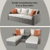 Salena Beige Fabric & Gray Wicker Patio Sofa W/2 Pillows & 2 Ottomans