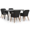 5 Piece Patio Dining Set with Cushions Black