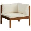 4-Seater Patio Sofa with Cream Cushion Solid Acacia Wood