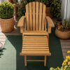 Outdoor Wooden Folding Adirondack Chair with Retractable Ottoman, Pre-Assembled BackRest & SeatBoard