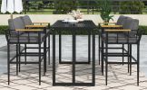U_Style Iron Outdoor Dining Set with Acacia Wood Armrest Suitable For Patio, Balcony Or Backyard(old sku :WY000326AAE)