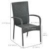 Outsunny Stackable Rattan Outdoor Dining Chair with Cushions Cream White Patio Comfort