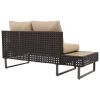 K&K 6-Pers Diamond Weave Patio Sectional Furniture Set with Extendable Coffee Table with Ice Bucket, Collapsible Seat