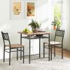HOMCOM 3-Piece Small Dining Table Set for 2, Kitchen Table and Chairs with Storage Rack and Steel Frame, Brown