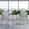 Outdoor Dining Set,Dining Chair Set of 6(Gray)+Acacia Wood Expandable Dining Table