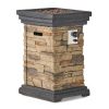 19.50'' Outdoor Firepit with Column Shape, Stone Grey - 40 000 BTU (Tank Inside)