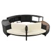 Spa Surround Spa Frame Patio Rattan Sofa Set with Storage Spaces, Mini Sofa and Comfortable Cushion for Patio,Backyard, Beige
