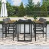 U_Style Iron Outdoor Dining Set with Acacia Wood Armrest Suitable For Patio, Balcony Or Backyard(old sku :WY000326AAE)