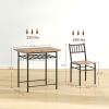 HOMCOM 3-Piece Small Dining Table Set for 2, Kitchen Table and Chairs with Storage Rack and Steel Frame, Brown