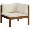 3 Piece Patio Lounge Set with Cream Cushion Solid Acacia Wood