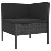 3 Piece Patio Lounge Set with Cushions Poly Rattan Black