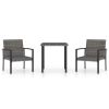 3 Piece Patio Dining Set Poly Rattan Gray