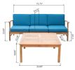 PERLA 3 SEATER SOFA AND TABLE SET, BLUE