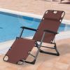 Outsunny Lounging Relaxation: Folding Lounger with Metal Frame, Adjustable Footrest & Head Pillow