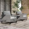 Outsunny 3PCS Patio Set, Wicker Bistro Set with Cushions, Rattan Chairs and Glass Coffee Table for Backyard, Porch, Balcony, Gray
