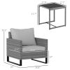 Outsunny 3PCS Patio Set, Wicker Bistro Set with Cushions, Rattan Chairs and Glass Coffee Table for Backyard, Porch, Balcony, Gray