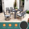 7-PCs Outdoor Patio Aluminum Furniture Set, with 4 Dining Chairs & 2 Swivel Rockers Sunbrella Fabric Cushioned, Nature-Inspired Branch-Like Backrest