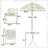 Qaba Kids Picnic Table and Chair Set, Outdoor Activity Table with Foldable Chairs, Removable Umbrella for Backyard, White