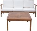 PERLA 3 SEATER SOFA AND TABLE SET, CREAM