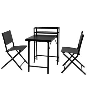 3PCS Patio Bistro Set, Patio Set of Foldable Patio Table and Chairs,Outdoor Patio Furniture Sets,Black (Color: as Pic)